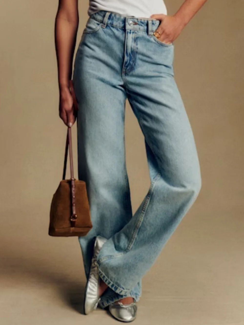 NWT SEZANE THE WIDE LEG TROUSERS BLUE